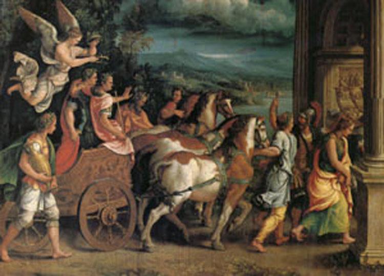 Giulio Romano The Triumph o Titus and Vespasian (mk05) Norge oil painting art
